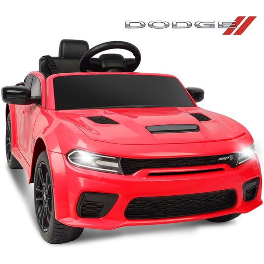 Dodge Electric Ride on Cars SRT Powered Ride on Toys Cars with Parent Remote W/Music Player/Led Headlights/Safety Belt, Red