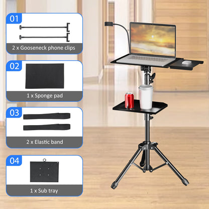 Projector Tripod Stand-Laptop Tripod Adjustable Height DJ Mixer Standing Table Outdoor Computer Desk Stand for Stage Orstudio