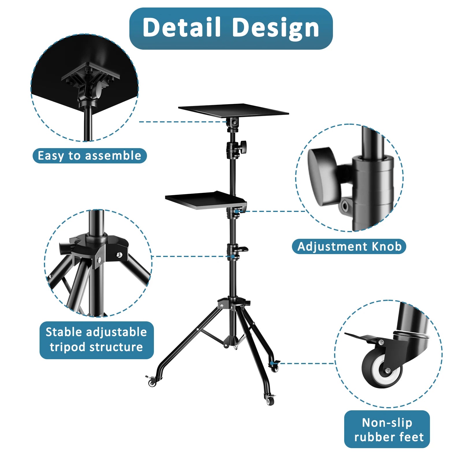 Projector Tripod Stand-Laptop Tripod Adjustable Height DJ Mixer Standing Table Outdoor Computer Desk Stand for Stage Orstudio